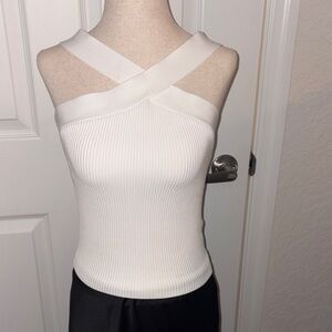 Aritzia White sculpt knit Cross-Strap Tank Top